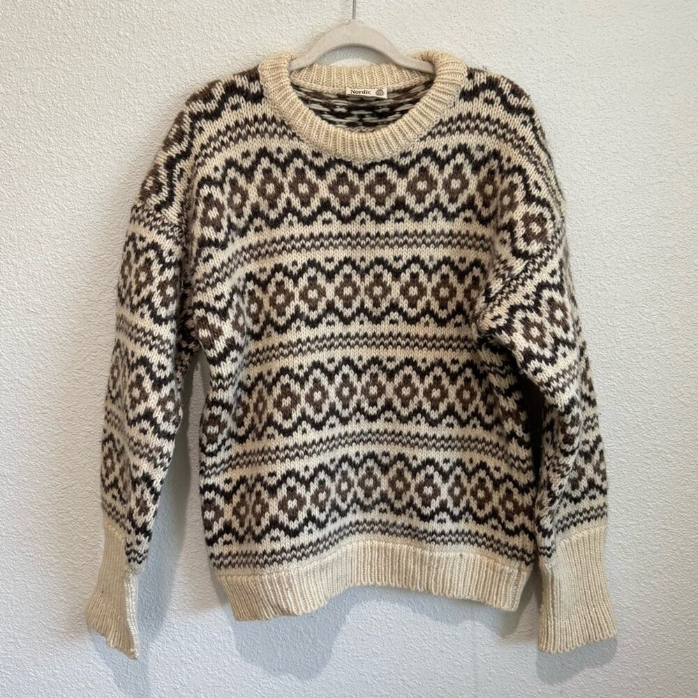 Gaeltarra Fair Isle 100% Wool Pullover Sweater Size Medium 42 Ireland Nordic
